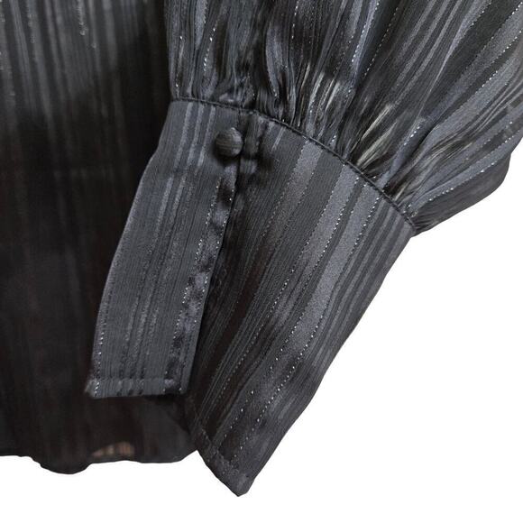 NWT Banana Republic Black Striped Sheer Blouse M Dark Romantic Whimsigoth Witchy - Picture 7 of 11